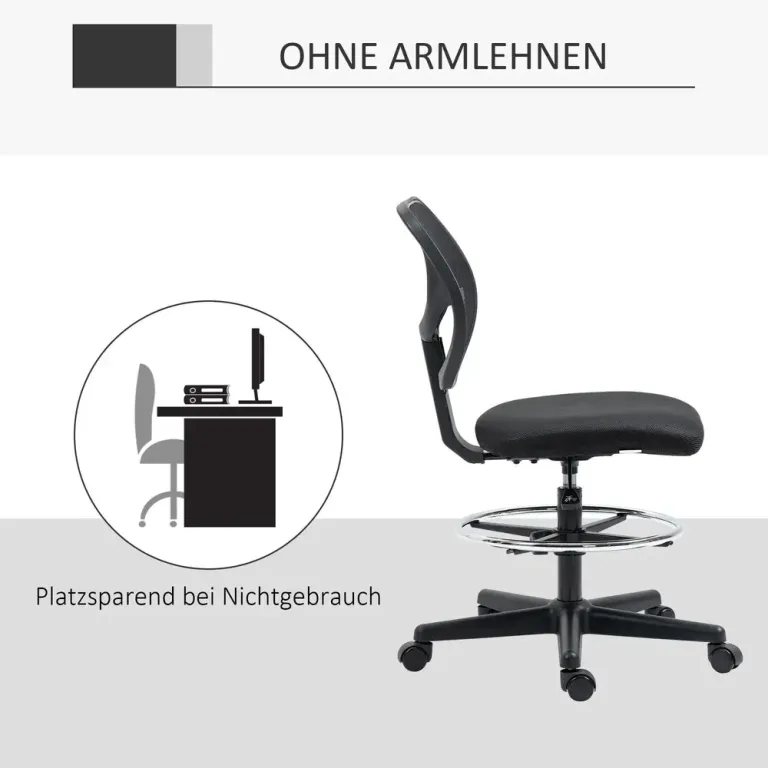 Ergonomisk Kontorsstol med Fotstöd Höj- och Sänkbar Arbetsstol Sits