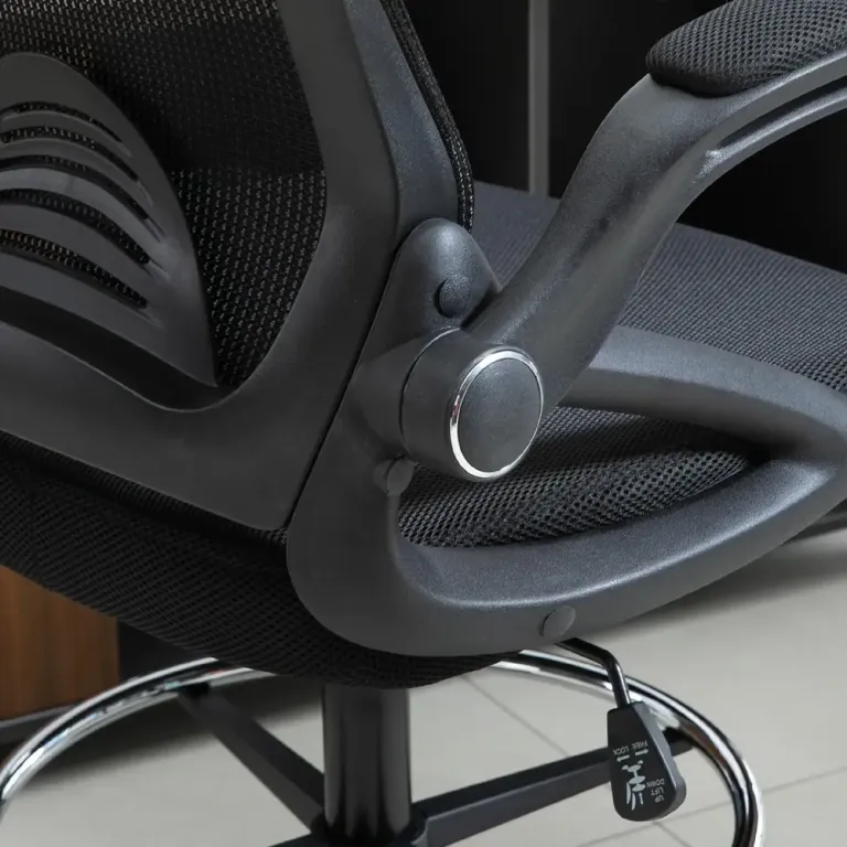 Ergonomisk Kontorsstol med Fotstöd & Ståfunktion Svart