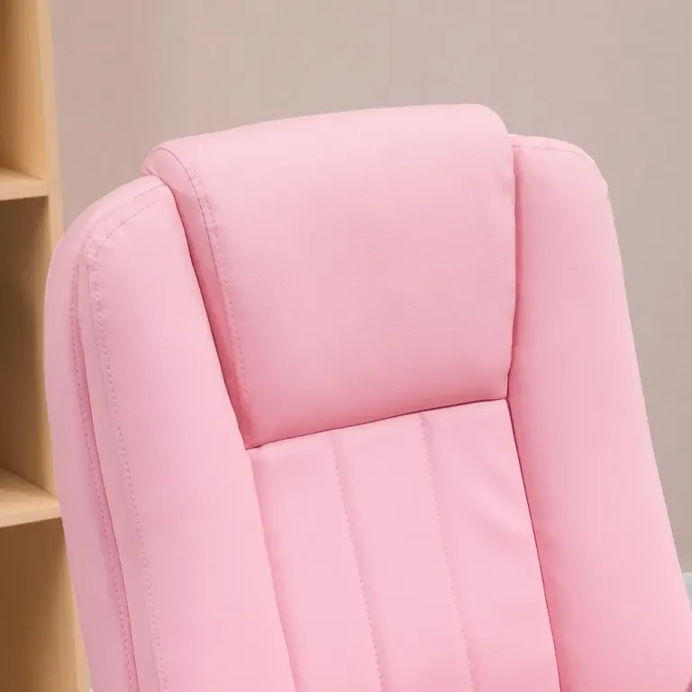 Ergonomisk Kontorsstol med Fotstöd Rosa Läder Justerbart Ryggstöd