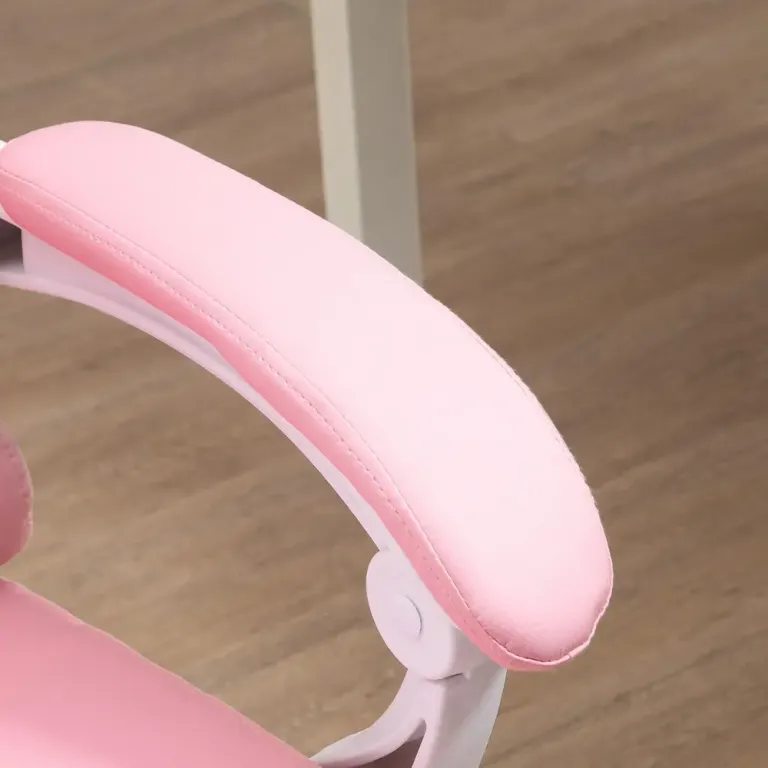 Ergonomisk Kontorsstol med Fotstöd Rosa Läder Justerbart Ryggstöd