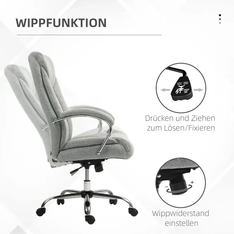 Ergonomisk Kontorsstol med Gungfunktion Ljusgrå