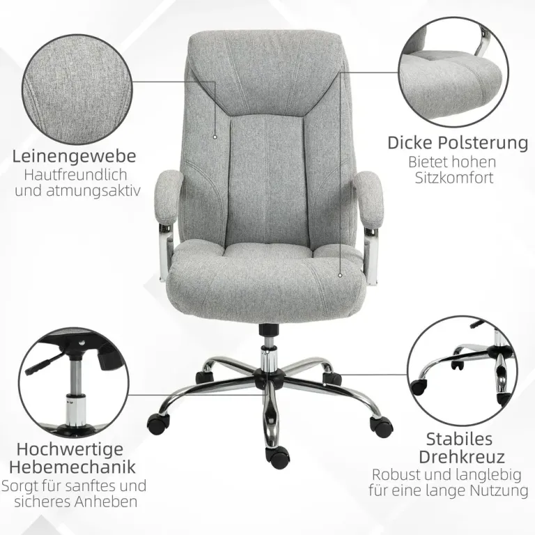 Ergonomisk Kontorsstol med Gungfunktion Ljusgrå