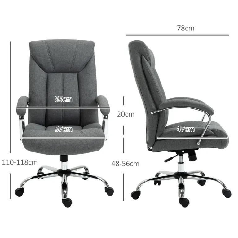 Ergonomisk Kontorsstol med Gungfunktion & Tjock Sits Grå