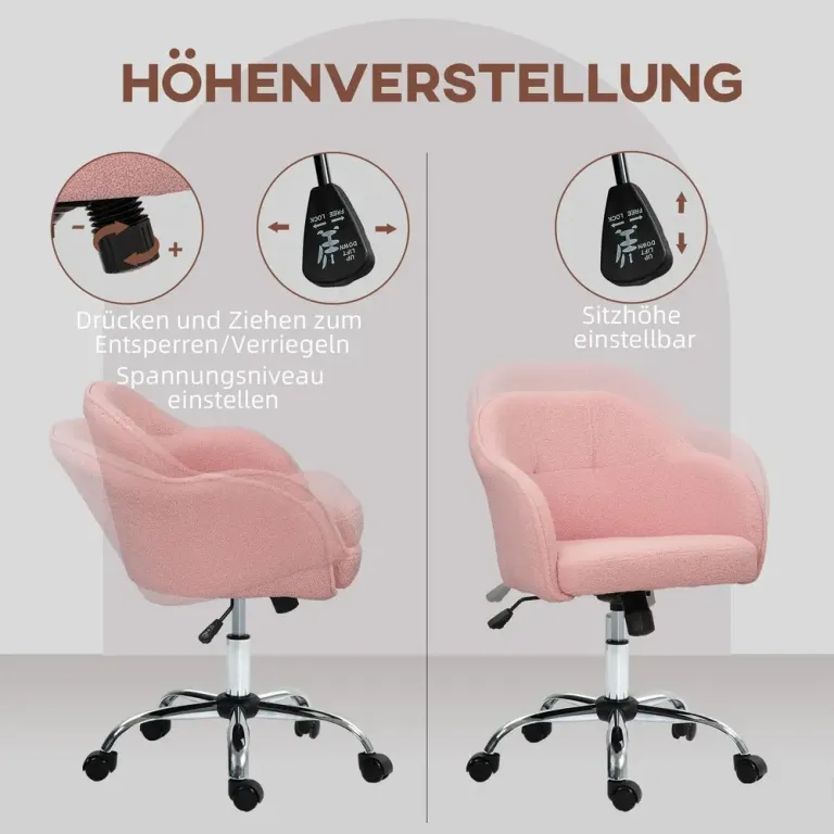Ergonomisk Kontorsstol med Gungfunktion Rosa