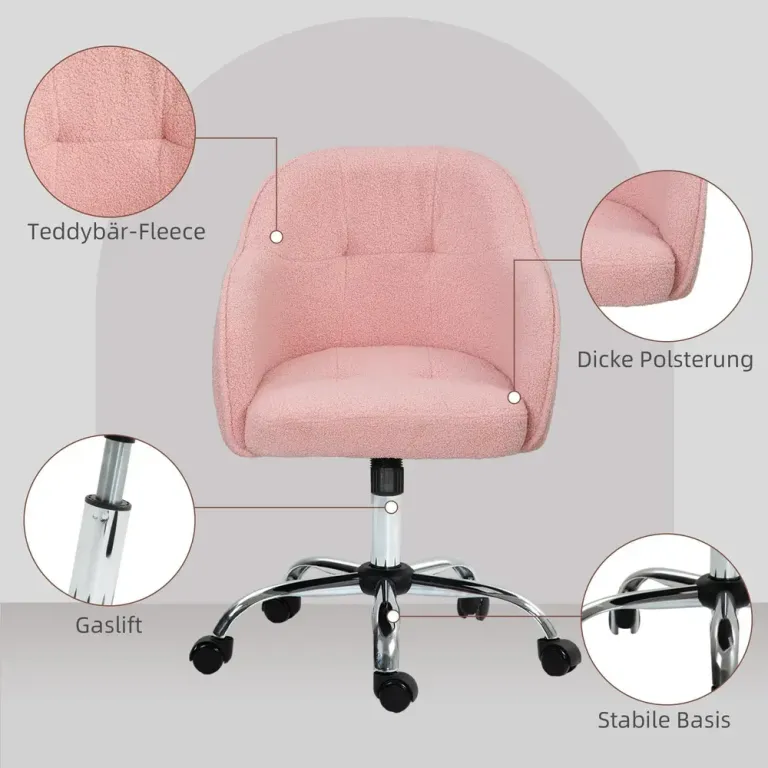 Ergonomisk Kontorsstol med Gungfunktion Rosa