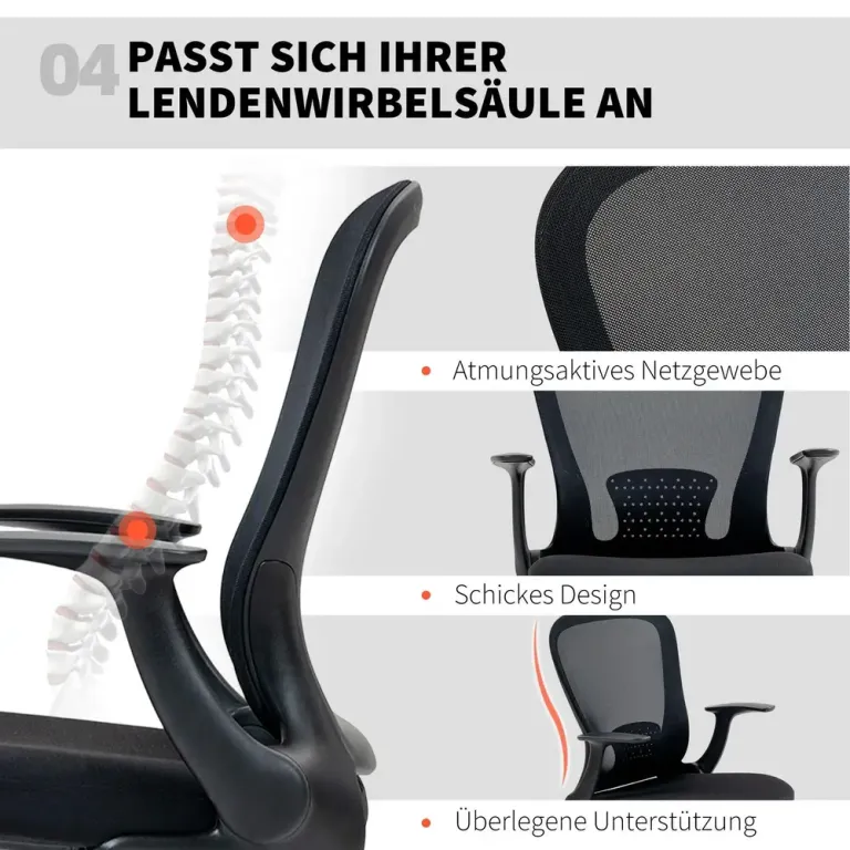 Ergonomisk Kontorsstol med Hög Rygg i Tyg Svart Högsits Justerbar