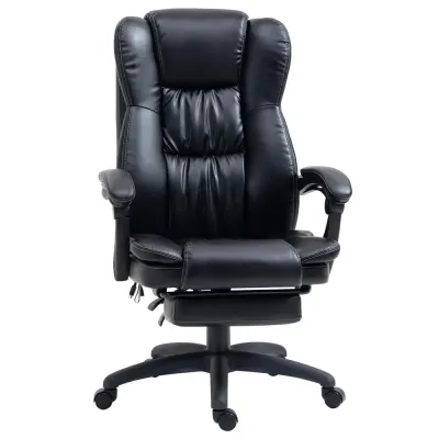 Ergonomisk Kontorsstol med Massage & Fotstöd Svart Funktion Fotsöd