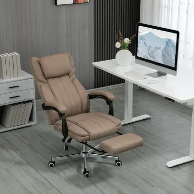 Ergonomisk Kontorsstol med Massage & Fällbart Ryggstöd Brun Fotstöd