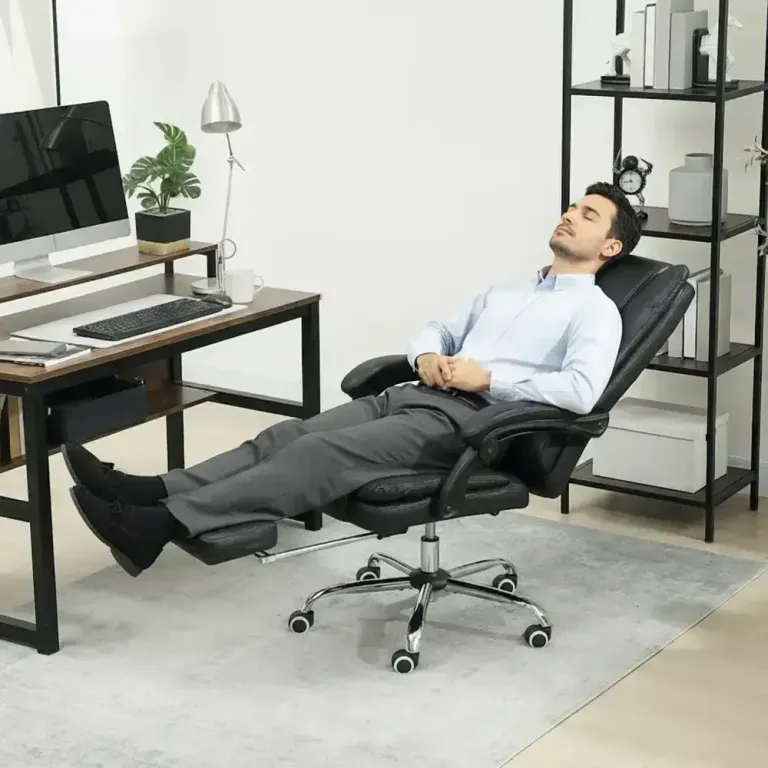 Ergonomisk Kontorsstol med Massage & Fotstöd Svart
