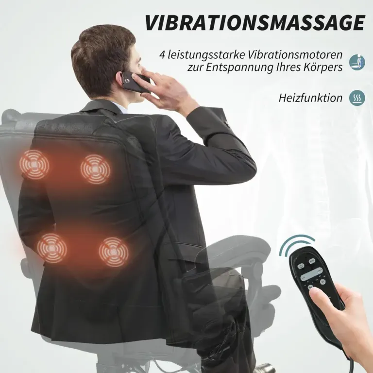 Ergonomisk Kontorsstol med Massage & Fotstöd Svart