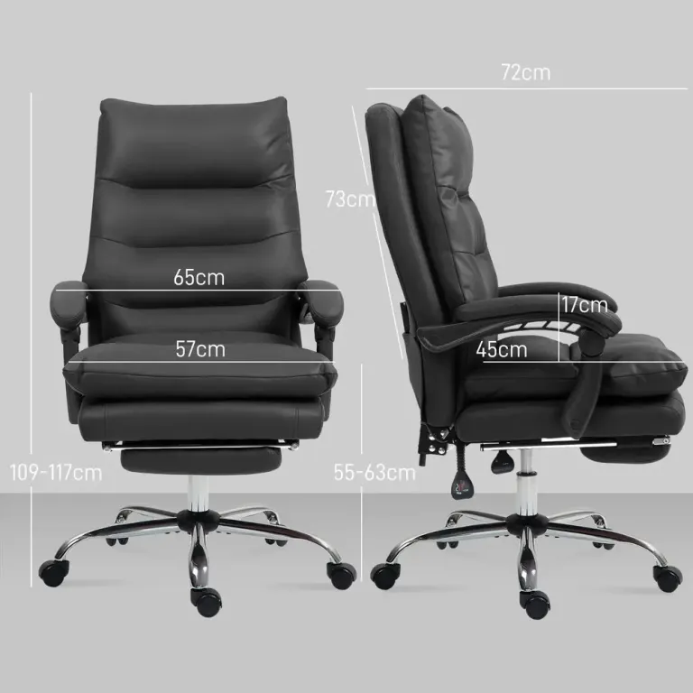Ergonomisk Kontorsstol med Massage & Uppvärmd Sits Svart