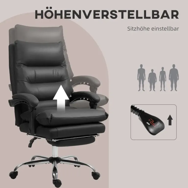 Ergonomisk Kontorsstol med Massage & Uppvärmd Sits Svart