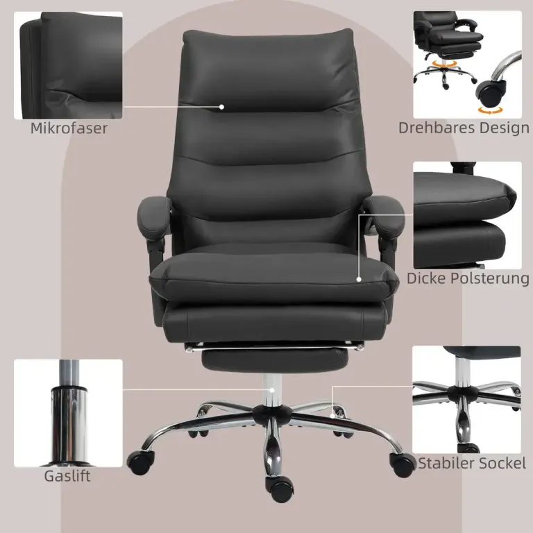 Ergonomisk Kontorsstol med Massage & Uppvärmd Sits Svart