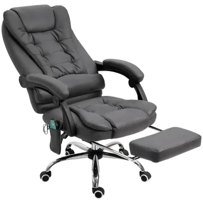 Ergonomisk Kontorsstol med Massagefunktion & Fotstöd Blå Mörkgrå