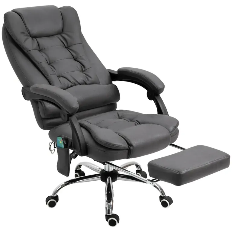 Ergonomisk Kontorsstol med Massagefunktion & Fotstöd Blå Mörkgrå