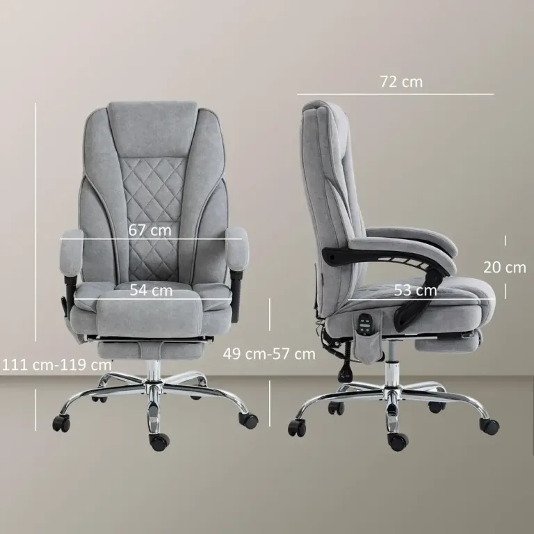 Ergonomisk Kontorsstol med Massagefunktion Fotstöd Grå