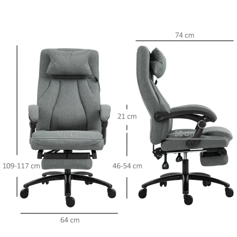 Ergonomisk Kontorsstol med Massagefunktion Konstläder Svart