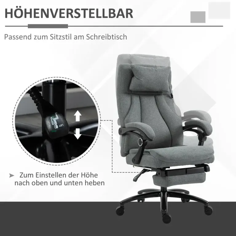 Ergonomisk Kontorsstol med Massagefunktion Konstläder Svart