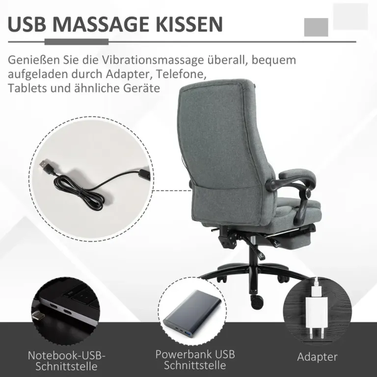 Ergonomisk Kontorsstol med Massagefunktion Konstläder Svart
