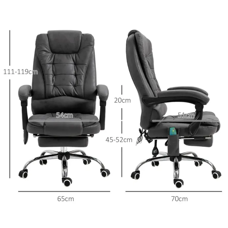 Ergonomisk Kontorsstol med Massagefunktion & Fotstöd Blå Mörkgrå