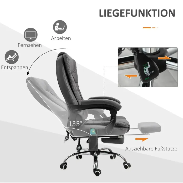Ergonomisk Kontorsstol med Massagefunktion & Fotstöd Blå Mörkgrå