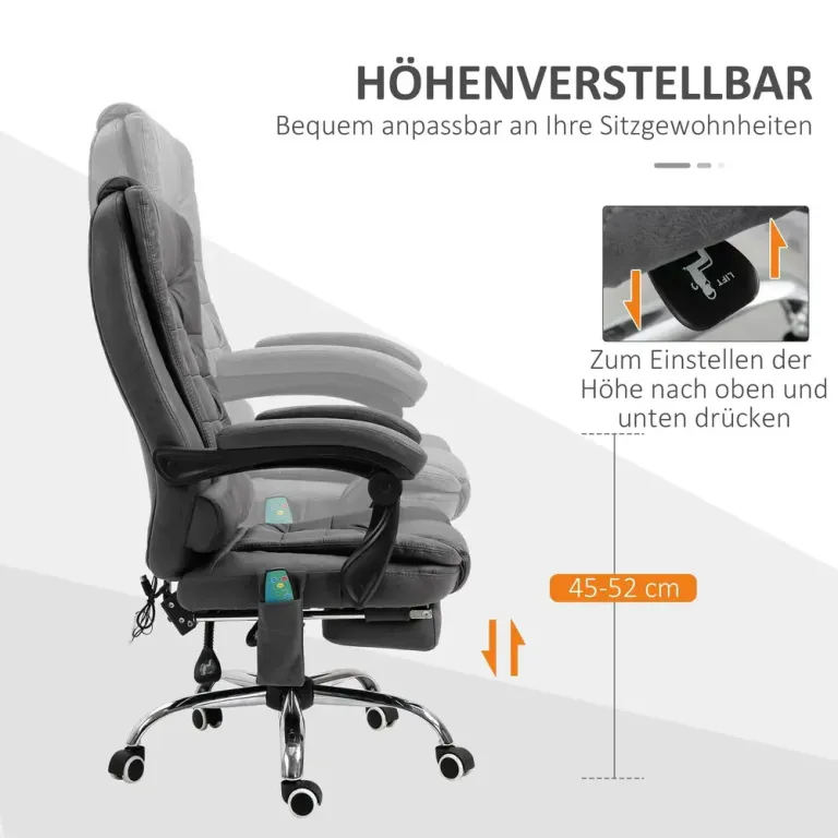 Ergonomisk Kontorsstol med Massagefunktion & Fotstöd Blå Mörkgrå