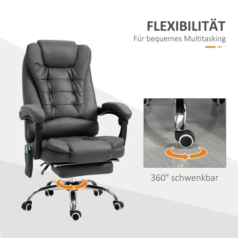 Ergonomisk Kontorsstol med Massagefunktion & Fotstöd Blå Mörkgrå