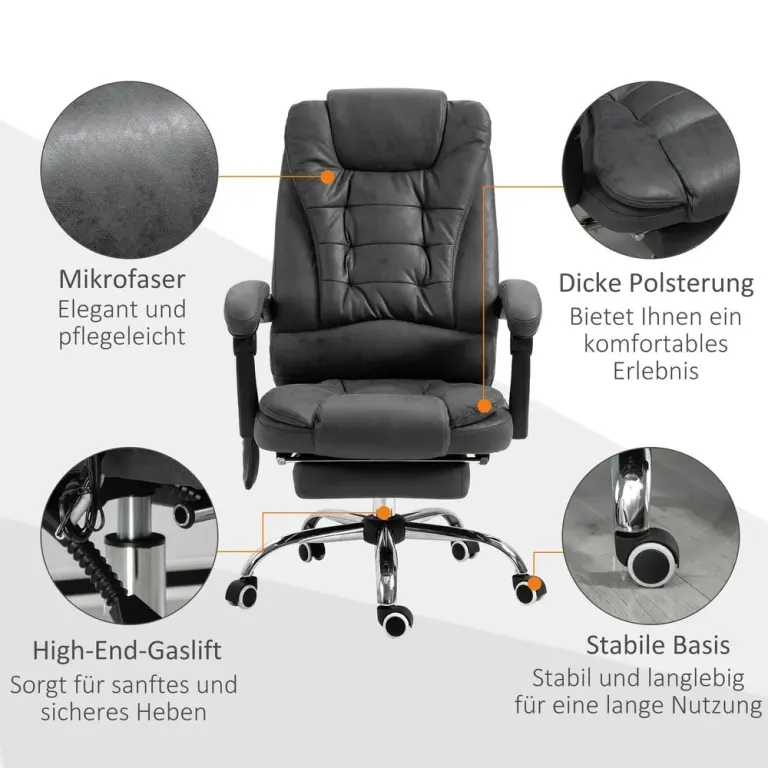 Ergonomisk Kontorsstol med Massagefunktion & Fotstöd Blå Mörkgrå