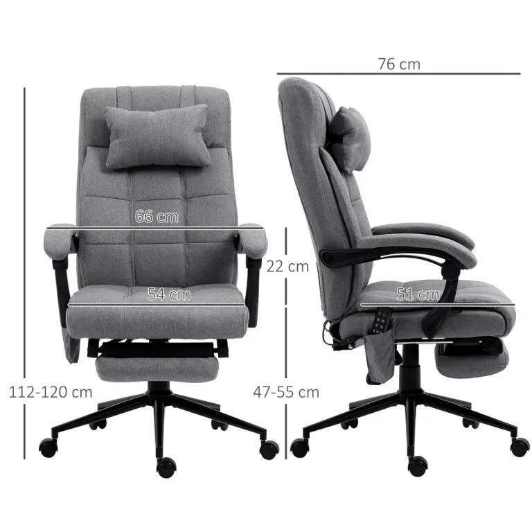 Ergonomisk Kontorsstol med Massagefunktion & Värme Grå