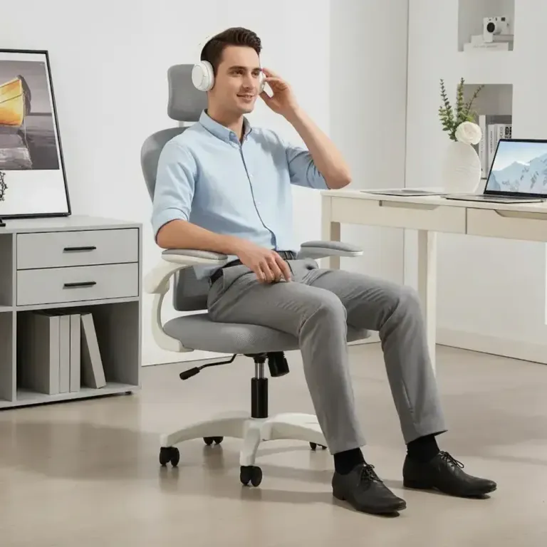 Ergonomisk Kontorsstol med Mesh-Ryggstöd Höjdjusterbar Ländrygg