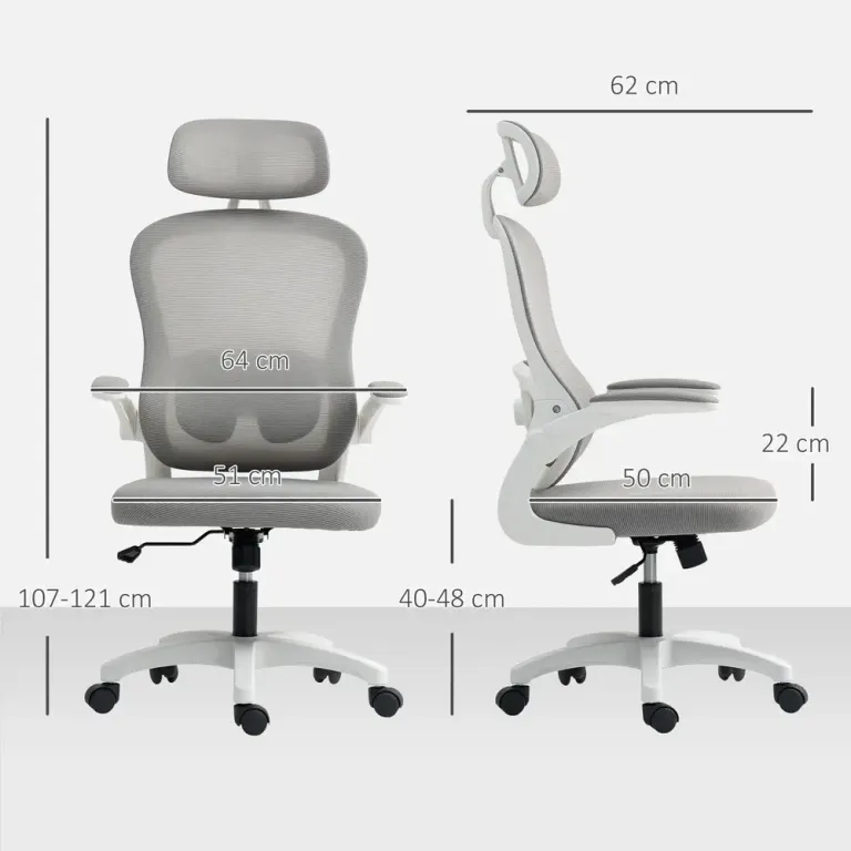 Ergonomisk Kontorsstol med Mesh-Ryggstöd Höjdjusterbar Ländrygg