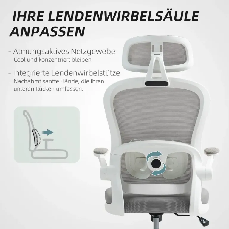 Ergonomisk Kontorsstol med Mesh-Ryggstöd Höjdjusterbar Ländrygg