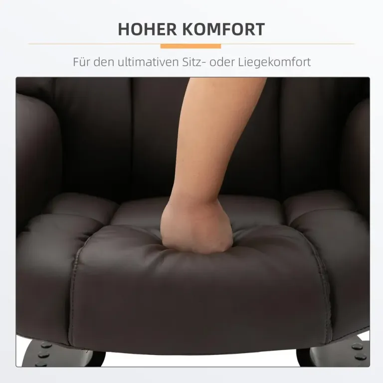 Relaxfåtölj med Massage och Fotpall Brun Konstläder Massagefåtölj