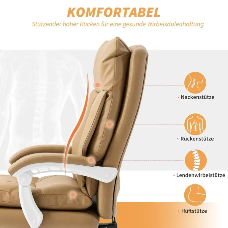 Ergonomisk Kontorsstol med Svankstöd Hopfällbart Armstöd Konstläder