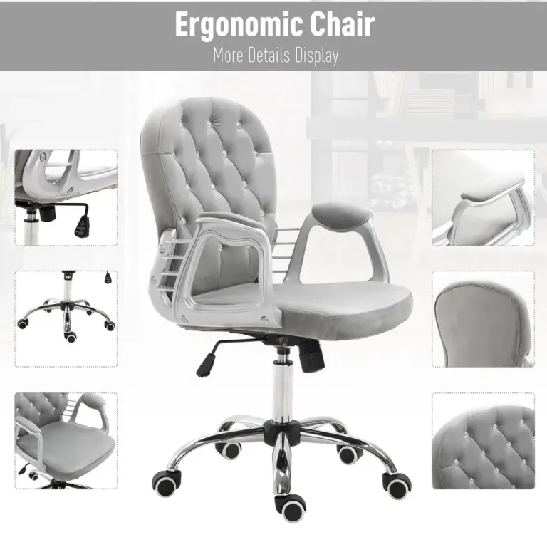 Ergonomisk Kontorsstol Skrivbordsstol Höjbar Grå