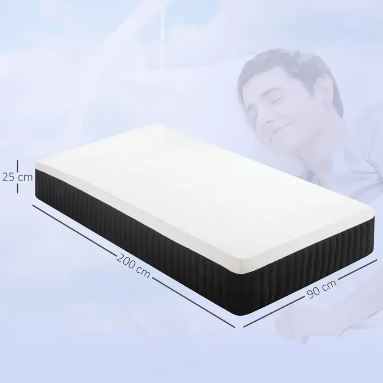 Ergonomisk Madrass med Memory Foam 7-Zoners Support, Vit