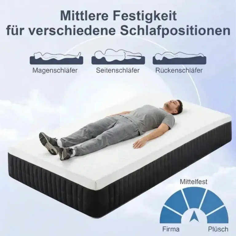 Ergonomisk Madrass med Memory Foam 7-Zoners Support, Vit