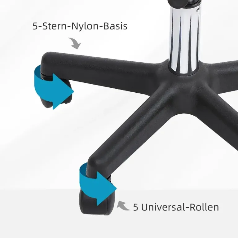 Ergonomisk Rullpall med Ryggstöd Snurrbar 72–84 cm Sänkbar