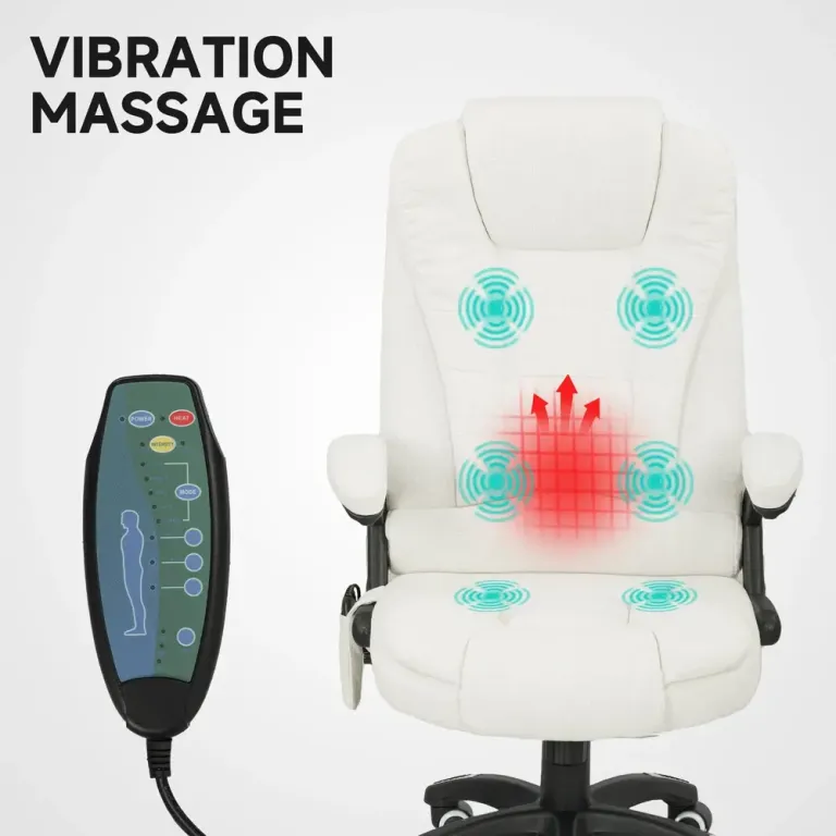 Ergonomisk Skrivbordsstol med Massage Krämvit Kontorsstol Punkter
