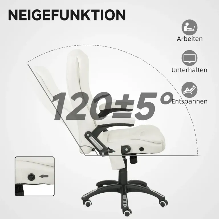 Ergonomisk Skrivbordsstol med Massage Krämvit Kontorsstol Punkter