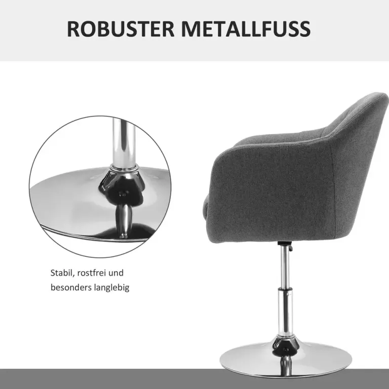 Ergonomisk Snurrstol Arbetspall i Sammet Grå Fåtölj Höjdjusterbar