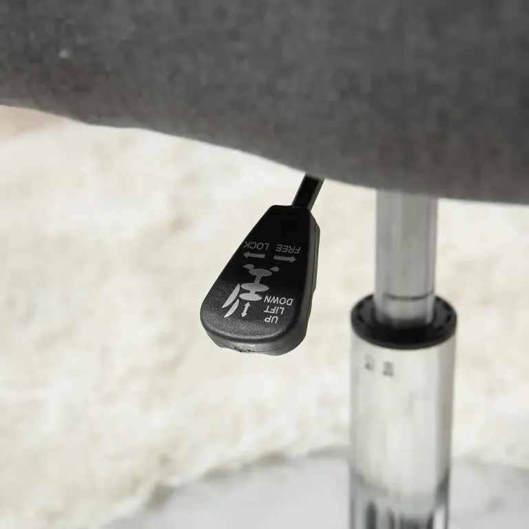 Ergonomisk Snurrstol Arbetspall i Sammet Grå Fåtölj Höjdjusterbar