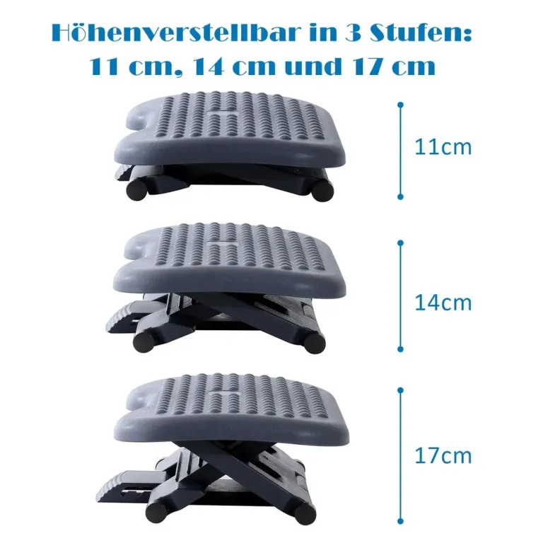 Ergonomiskt Fotstöd Höjd och Lutning Yta Justerbar Vinkel Plast