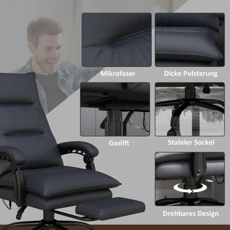 Ergonomisk Kontorsstol med Massage och Fotstöd