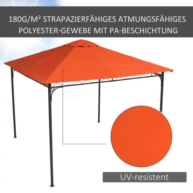 [Endast Takduk - Utan Ram] Ersättningstak Paviljong Solskyddsöverdrag 2,98 x 2,95 m
