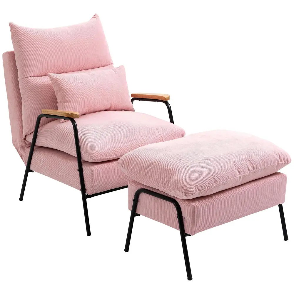 Öronlappsfåtölj med Pall Relaxstol 68 x 91,5 x 88 Cm