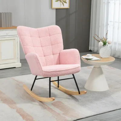 Gungstol i Retrodesign med Berberfleece Rosa
