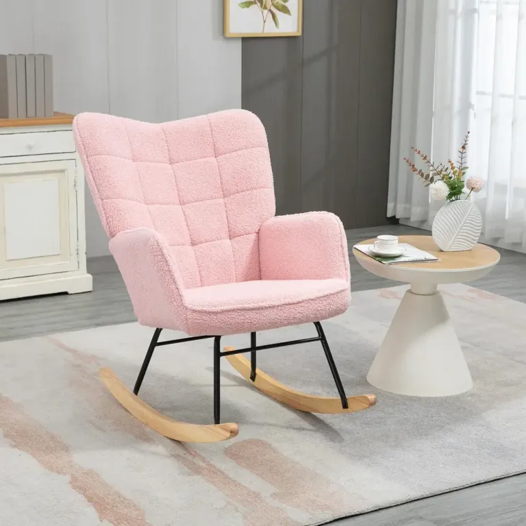 Gungstol i Retrodesign med Berberfleece Rosa