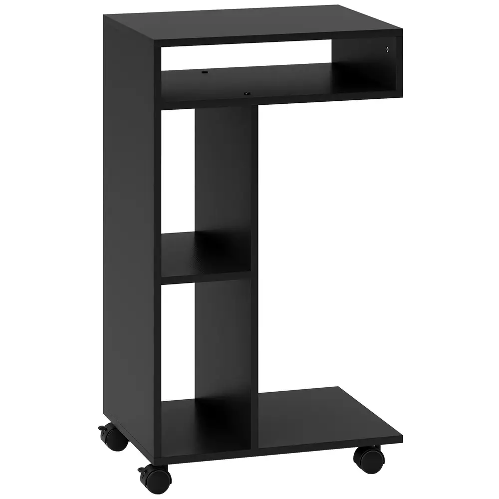 Sidobord C Format Svart Spånskiva och Metall för 69 Cm