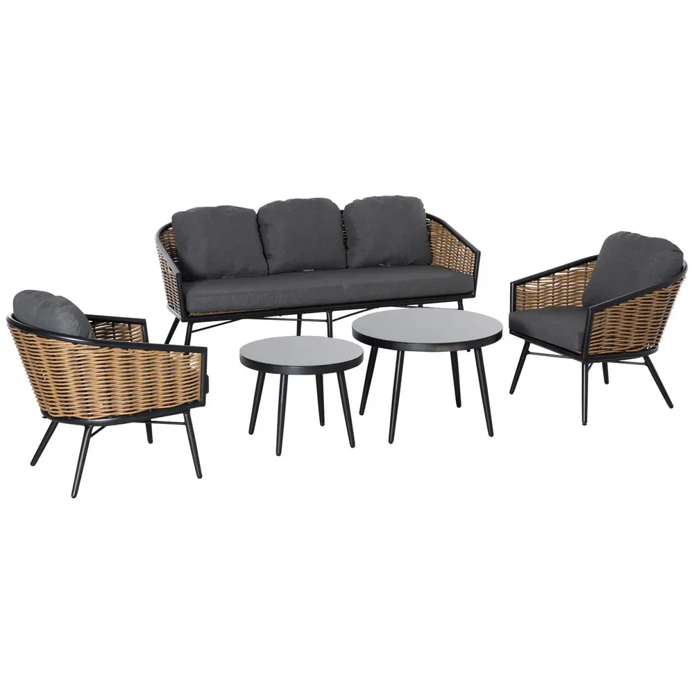 Loungegrupp i Konstrotting 5 Delar Modulär Utemöbel